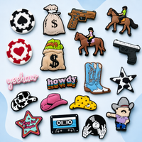1/20PCS Cool Shoe Charms Cowboy Accessories, Dollar Hat Boot Charms for Shoes, Guns Tape Sandals Clogs Buckles