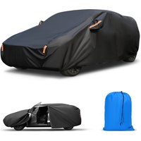 Universelle SUV/Limousinen-Autoabdeckung für den Außenbereich, wasserdicht, Sonnen-, Regen- und Schneeschutz, UV-Schutz, mit Reißverschluss, schwarze Autoabdeckung 460 cm