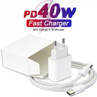 Original PD 40W USB C Type C Fast Charger For iPhone 17 16 15 14 13 12 11 Pro Max Plus iPad Fast Charging Cable Phone Charger
