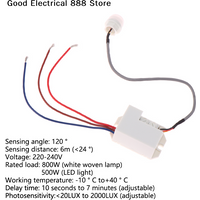 【GE】120° Mini Recessed PIR Ceiling Occupancy Motion Sensor Detector Light Switch 110~240V/AC 800W For Home Hotel