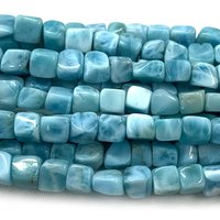 Veemake Natura Blue Larimar Grand Free Form Fillet Irregular Pebble Cube Beads Jewelry Design Making DIY Necklace Earrings 07635