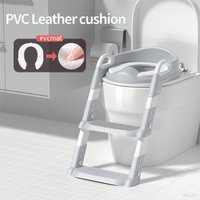 Portable Kids Toilet Potty Training Seat Folding Trainer Height Adjustable Wite Waterproof Cushioned Mat for Boys Girls Children