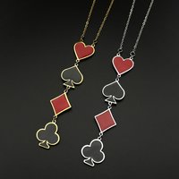 Poker Card Spade Heart Club Diamond Chain For Women Men Stainless Steel Lucky Vintage Hiphop Streetwear Party Necklace Jewelry