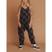 Classic Plaid Printed Jumpsuit Casual Commuting Loose Large Pocket Overalls 2026 Summer New Fashionable Versatile Women Clothing
