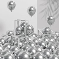 28Pcs 10/12 Inch Metallic Silver Confetti Latex Balloons Party Decoration for Birthday Wedding Anniversary Valentine Party