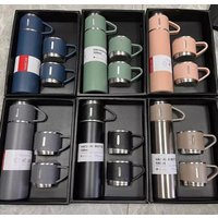 Kit Garrafa Térmica Vacuum Flask Set 500ml Com 3 Xícaras