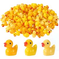 100Pcs Mini Resin Ducks Miniature Tiny Yellow Ducks Figurines Landscape Aquarium Toy House Decoration Garden Accessories