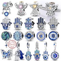 New 925 Silver Dream Charms Baeds Angel Devil's Eye Fatima's Hand Cross Charms Pendant Fit Original Bracelet Women Jewelry Gift