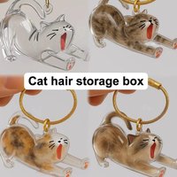 Cat Hair Storage Box Cat Accessories Cute Cat Supplies Clear Cat Fur Keychain Pet Gifts Cat Memorial Gifts Keychains