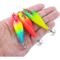 1pc 5pcs Glowing Squid Hooks - Horizontal Shrimp Lures - Baits for Egi,Cuttlefish Squid Jigs,Hard Baits for Octopus Fishing