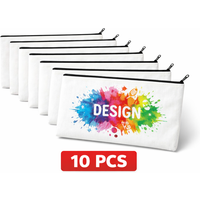 10/20/30PCS Sublimation Zipper Pouches Blank White Canvas Cosmetic Bags DIY Heat Transfer Printable Craft Storage Bags