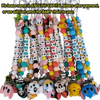 1PC DIY Mickey Minnie mouse Dumbo Simba Stitch Silicone bead Tailored pacifier Chains name winnie nipple Holder Teething Chain