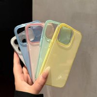 Summer Simple Candy Colored Plain Phone Case for iPhone 16 15 14 Plus 13 12 11 Pro Max Acrylic Silicone Shockproof Hard Cover