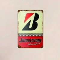 Metal Wall Art Sign for Garage Man Cave, Bridgestone Tire Decor, Waterproof UV Printed, Rustic