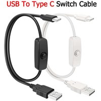 DC 5V USB To Type C Switch Cable Charging Line USB Extension Power Supply Wire White Black On/Off Power Switches For Phone Fan