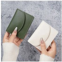 2026 6 Colors Korean Fashion Short Credit Card Case Wallet Hasp Portable Compact Solid Color Women's PU Leather Money Purse Bag