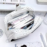 High Density Nylon Pencil Case With Cat Polka Dot Print, Multi Layer Organizer, Large Capacity Pen Pouch For Students Girls