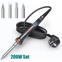 Motorcycle Repair Soldering Iron, 200W Digital Adjustable Temp Welding Tool, Portable Auto Sleep Design for Electronic PCB Work