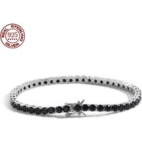 100% Real S925 Sterling Silver Plated 18K Gold 5A Grade Zircon Black Tennis Bracelet for Men and Women Fashion Exquisite Jewelry