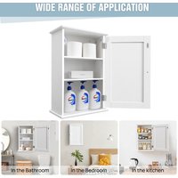 White Bathroom Cabinet Single Door Wall Mounted Bathroom Cabinet Wall Cabin et Medicine Cabinet Adjustable Shelves