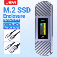 JEYI Visual Smart M.2 NVMe NGFF SSD Enclosure, Supports 5s Write Protection, 3s Re-connect, USB 3.2 Gen2 10Gbps, UASP Trim