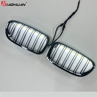 Glossy black front kidney twin grille For 5 Series F10 F11 F18 2010-2017 Dual line LED with light grille