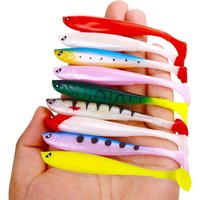 6pcs Silicone T-Tail Soft Fishing Lure Artificial Minnow Wobblers Bait For Saltwater Freshwater Fishing Tackle Jigs 9cm-4.1g