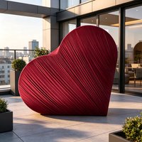 3D Heart-Shaped Wedding Backdrop, 8x8ft Aluminum Stand with Pleated Fabric Cover, Perfect for Birthday Parties, Studio Photos