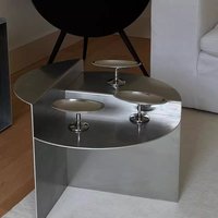 Minimalist Metal Side Table for Sofa Stainless Steel Round Coffee Table Designer Accent Table Mid-Century Living Room Furniture