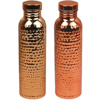 New 800ML Electroplated Copper Water Bottle One-Click Open Lid Stainless Steel Hammer Pattern Cup Sports Water Bottle
