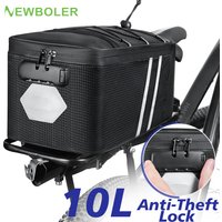 NEWBOLER Combination Lock Bicycle Rear Seat Bag MTB Bike Rack Bag Trunk Pannier Cycling 10L Large Capacity Waterproof Travel Bag