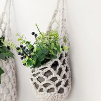 1PC Macrame Plant Hanger Handmade Breathable Storage Net Woven Plant Basket For Living Room Dorm Farmhouse Indoor Outdoor Garden