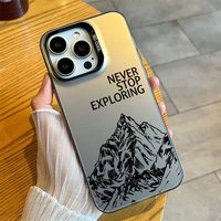 For iPhone 16 15 14 7 8 Plus 13 12 Mini 17 11 Pro XS Max Air X XR Never Stop Exploring Mountain Print Shockproof Hard Phone Case