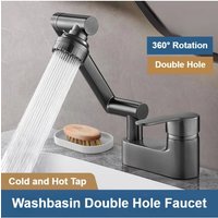 2 Modes Spray Basin Faucets Bathroom Cold Hot Mixer Tap Toilet Countertop Faucet Deck Mounted 360° Rotation Sink Faucet