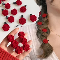 4/20pcs Small Red Velvet Rose Hair Clips For Women Korean Flower Hairpins Girls Elegant Hair Clip Pin Barrettes Hair Accessories
