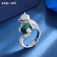 Vintage 8*8mm Ruby Emerald Sapphire Leopard Ring Wedding Bands Gemstone Cocktail Party Fine Jewelry Anniversary Gift Accessories