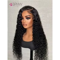Water Wave Frontal Wig Human Hair Curly Human Hair Wig Transparent Lace Wig 13x4 Water Wave Wigs 200 Density Natural Color Wigs