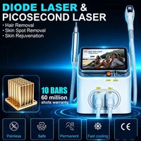 2 IN 1 Diode NEW Professional FAC 5000w Hair Removal Machine Pico Qswitch ND YAG Tattoo Removal Machine 4 Waves 808NM