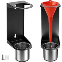 Wall Mount Oil Funnel Holder Organizer Storage Rack with Removable Collection Cup Fluid Drain Caddy for Workshop Shed Garage