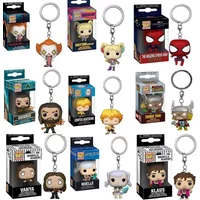 NEW Funko POP Keychain Aquaman Marvels Spider Man Zombie Thor Harry Quinn Umbrella Academy Claus Children's Doll Model Toy Gifts