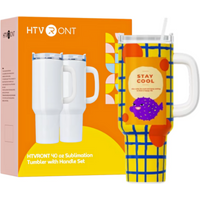 HTVRONT 2 Pack 40oz Sublimation Tumbler Blanks with Handle Blanks Stainless Steel Insulated Large Tumbler Bulk Coffee Travel Cup