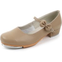 Children Tap Dance Shoes Girls Sports Shoes Imitation Leather Aluminum Sheet Bow Tie Step Dance Shoes For Child Girl Sneakers