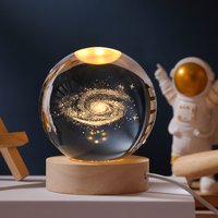 6cm 3D Crystal Ball Decoration 2026 Astronomy Solar System Planets Moon Astronaut LED Light Home Snow Glass Globe Gift
