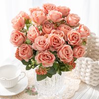 Artificial Silks Roses Flowers Holiday Yard Garden Home Dining Table Vase Wedding Bridal Bouquets Windowisll Balcony Decorations