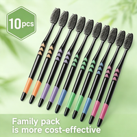 Ultra-Fine Beauty Toothbrush Couple Suit 10 Pieces Packed Soft Bristle Bamboo Charcoal Black Hair Used For Oral Cleaning Tools