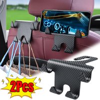 Car Seat Headrest Hook Carbon Fiber Universal Mobile Phone Holder Vehicle Holder Handbag Purse Coat Car Interior Accessories