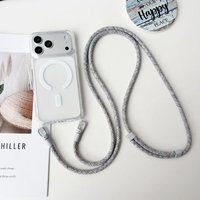 Strap Magnetic Case For iPhone 17 Pro Max 16 15 13 12 11 14 Plus Air 16E 17E Crossbody Lanyard Cord Plastic Acrylic Clear Cover
