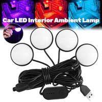 4 In 1 Universal Car Ambient Foot Lamp Car Interior Decoration Pedal Light High Brightness Colorful Remote or Sound Control
