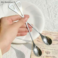 2PCS Stainless Steel Coffee Spoon Long Handle Ice Cream Dessert Tea Spoon For Picnic Drinkware Tableware Kitchen Supply