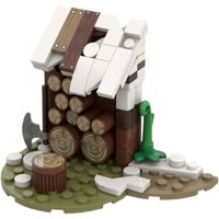 Spot MOC- 186505 dining table 78676 barrel decoration 166407 well 96252 small particle assembly building blocks educational toy